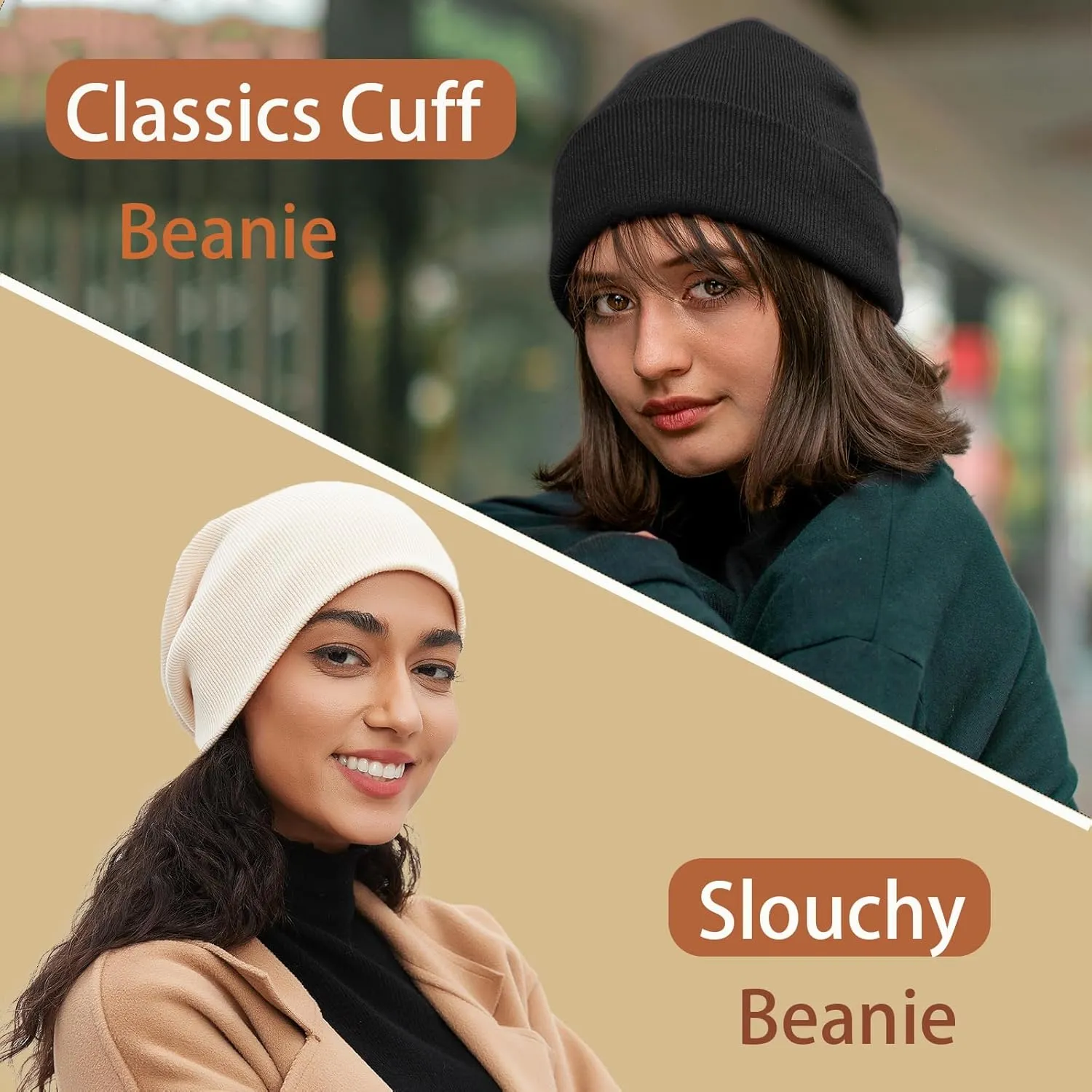 100% Cotton Beanie Hats for Women Men Winter Soft Warm Knit Cuffed Hats Fisherman Beanie Skull Cap Unisex