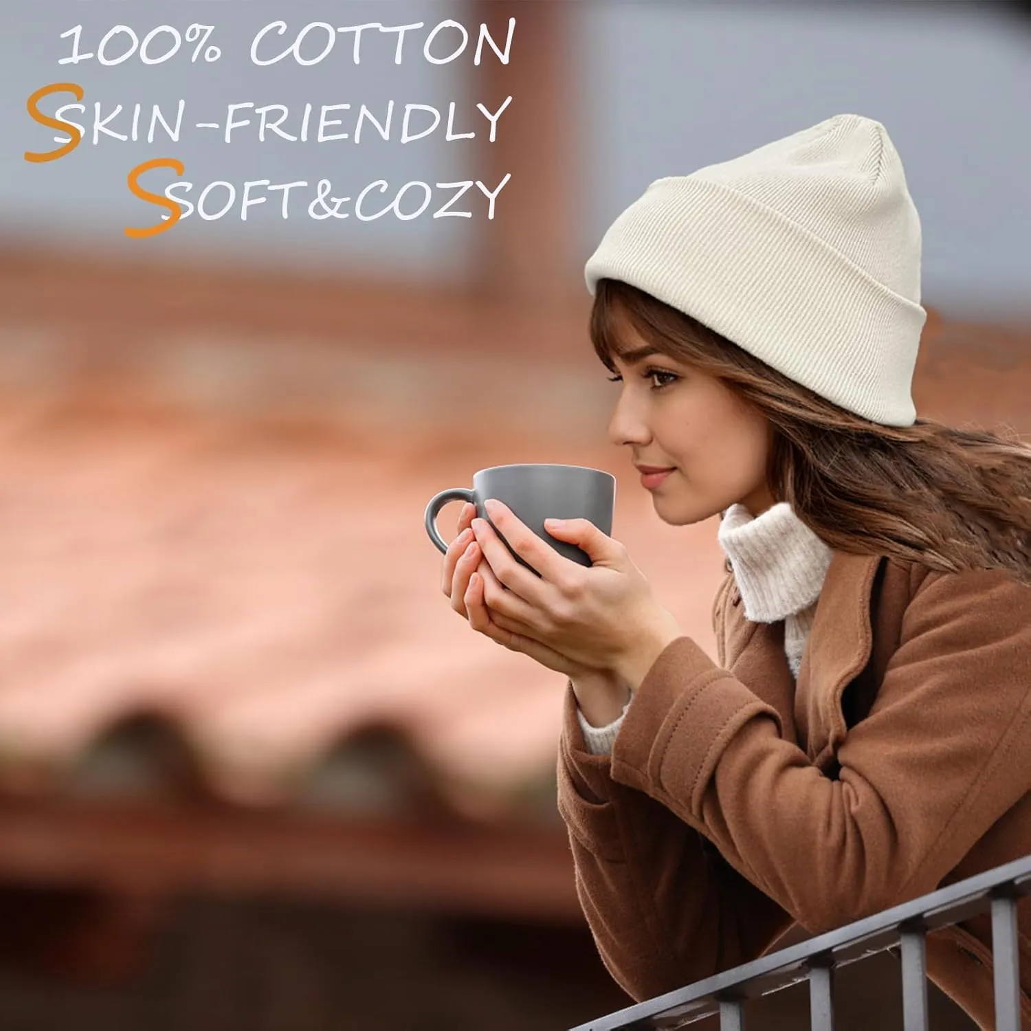 100% Cotton Beanie Hats for Women Men Winter Soft Warm Knit Cuffed Hats Fisherman Beanie Skull Cap Unisex