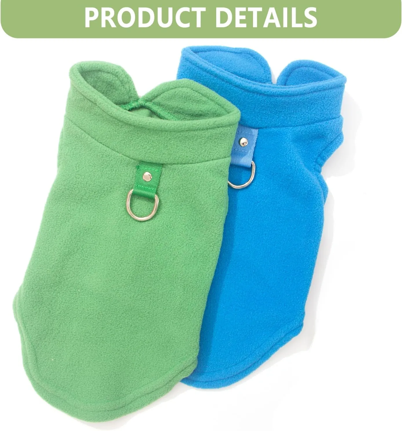 2 Pack Dog Sweater with Leash Ring, Warm Pet Clothes Thick Clothes Coat Fleece Dog Sweaters for Small Dogs Girl Boy Pullover Doggie Jacket for Fall Winter (Blue,Green, Small)
