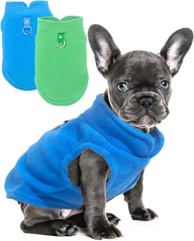 2 Pack Dog Sweater with Leash Ring, Warm Pet Clothes Thick Clothes Coat Fleece Dog Sweaters for Small Dogs Girl Boy Pullover Doggie Jacket for Fall Winter (Blue,Green, Small)