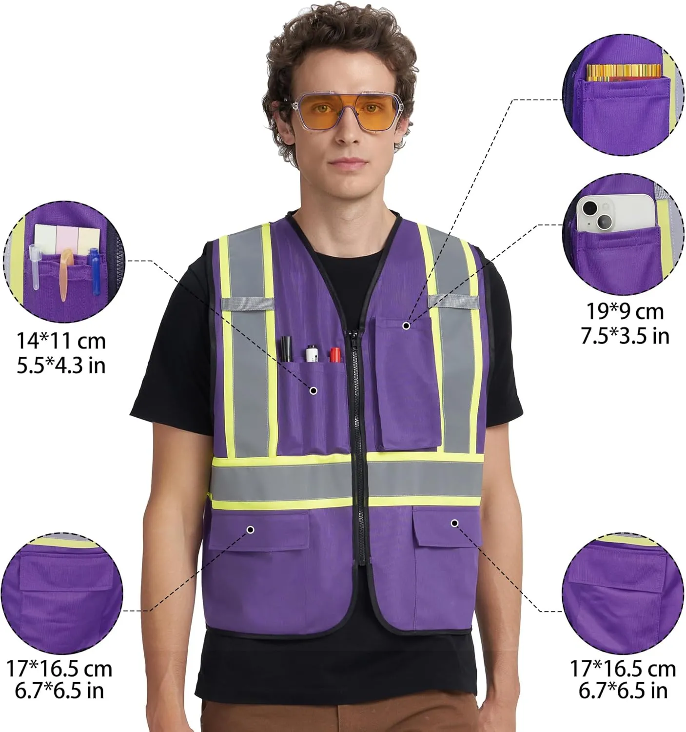 A-KSAFETY High Visibility Safety Vest for Men Women with Pockets and Zipper