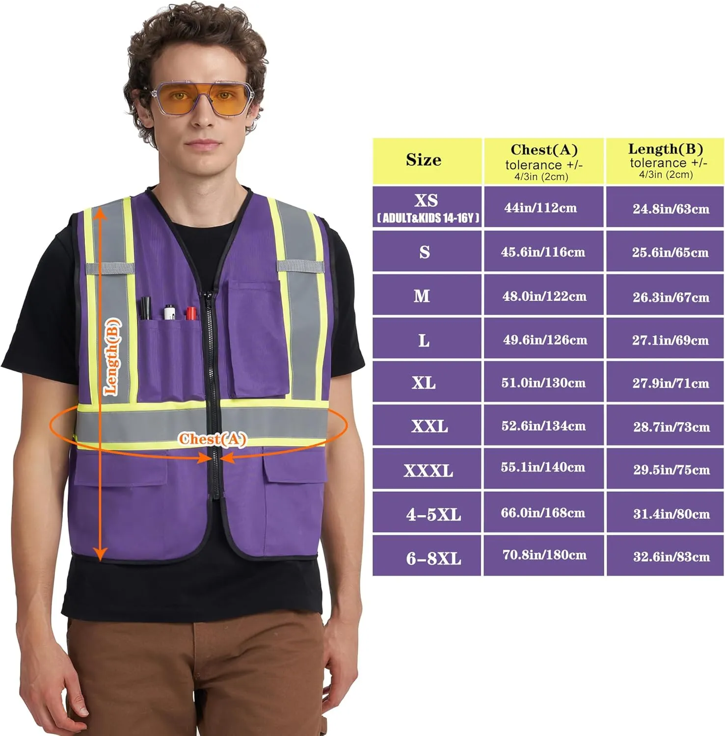 A-KSAFETY High Visibility Safety Vest for Men Women with Pockets and Zipper