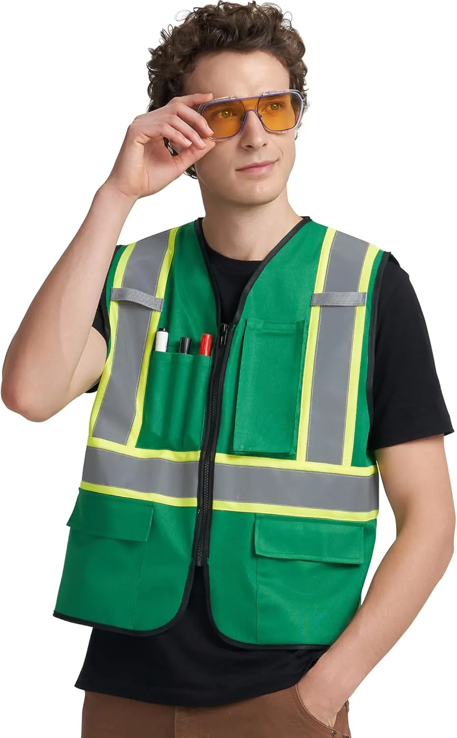 A-KSAFETY High Visibility Safety Vest for Men Women with Pockets and Zipper