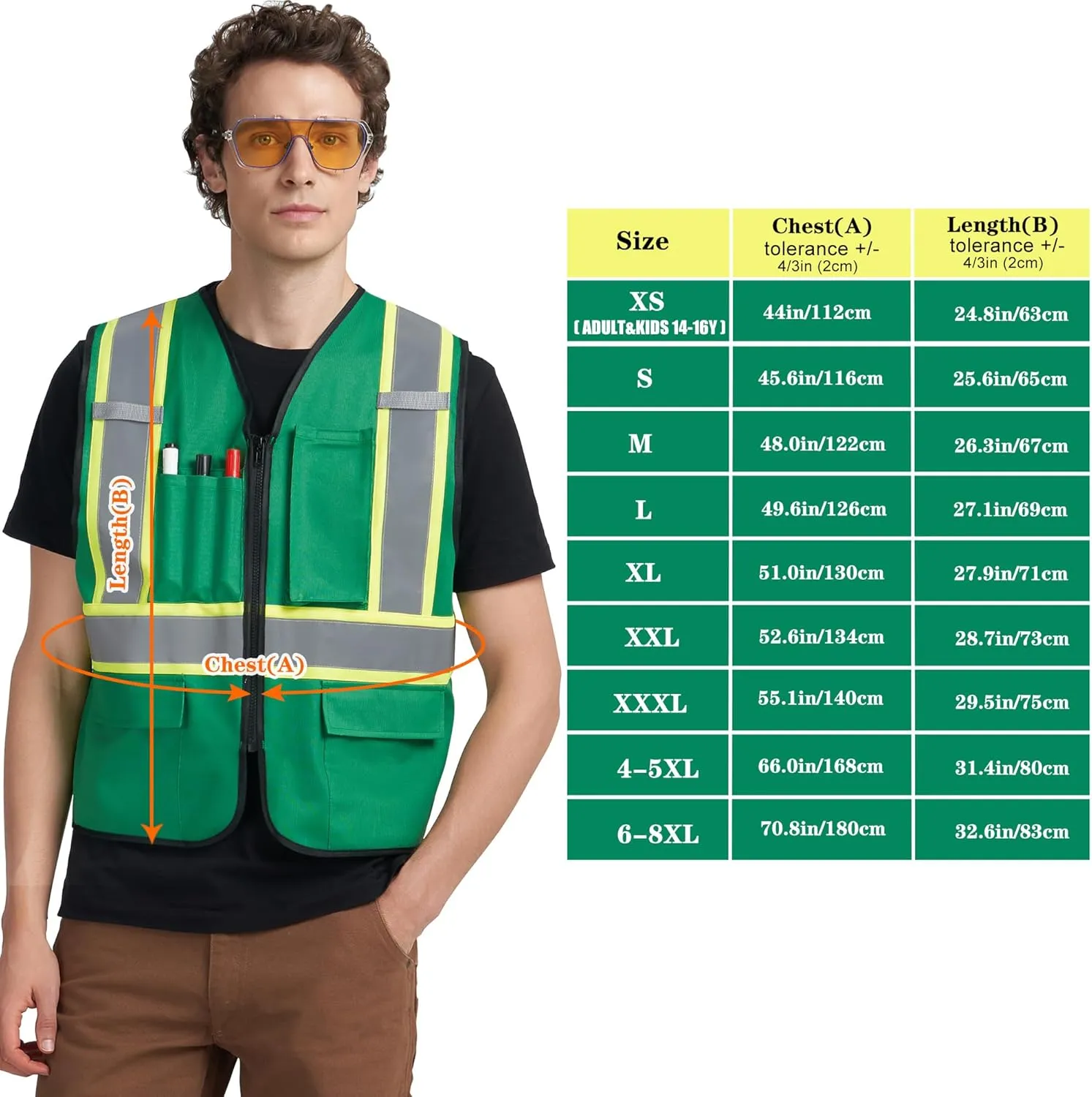 A-KSAFETY High Visibility Safety Vest for Men Women with Pockets and Zipper