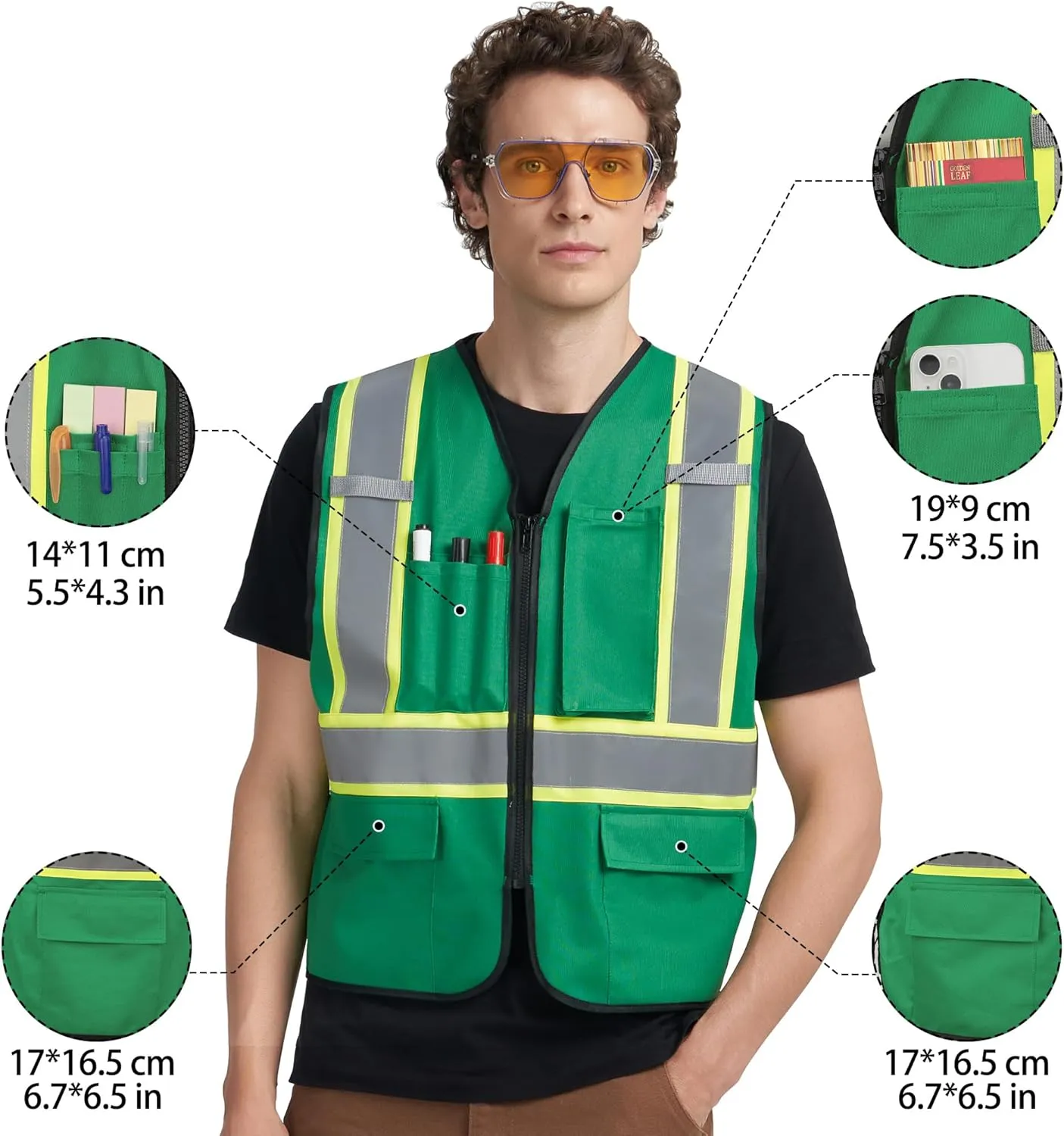 A-KSAFETY High Visibility Safety Vest for Men Women with Pockets and Zipper