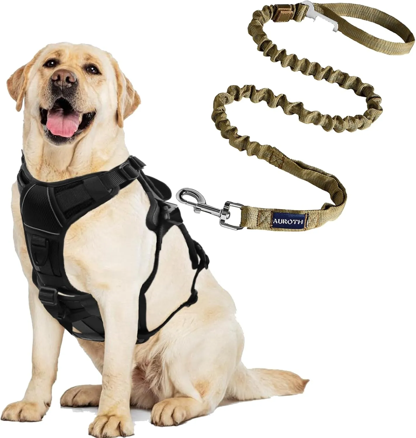 AUROTH Escape Proof Dog Harness and Leash, Large Dog Harness Black, 6FT Dog Leash
