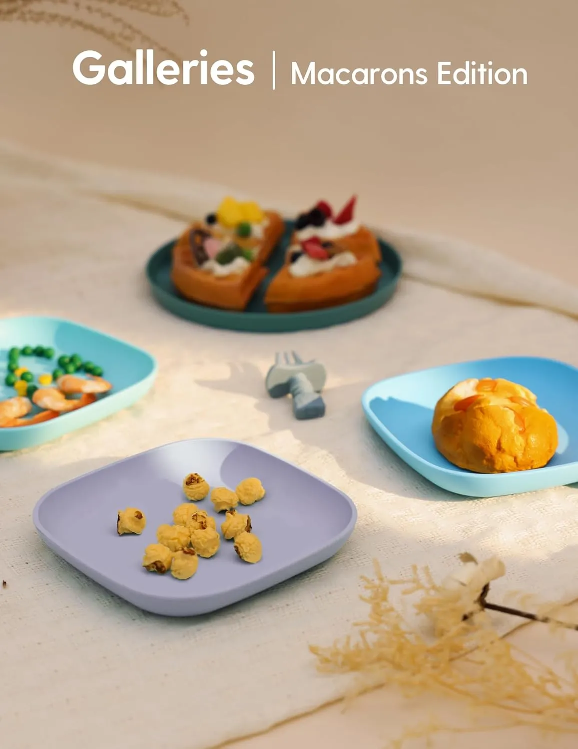 BABELIO Silicone Toddler Plates, 2 Pack Undivided Baby Self Feeding Utensils, BPA Free, Microwave, Oven and Dishwasher Safe (Azure)