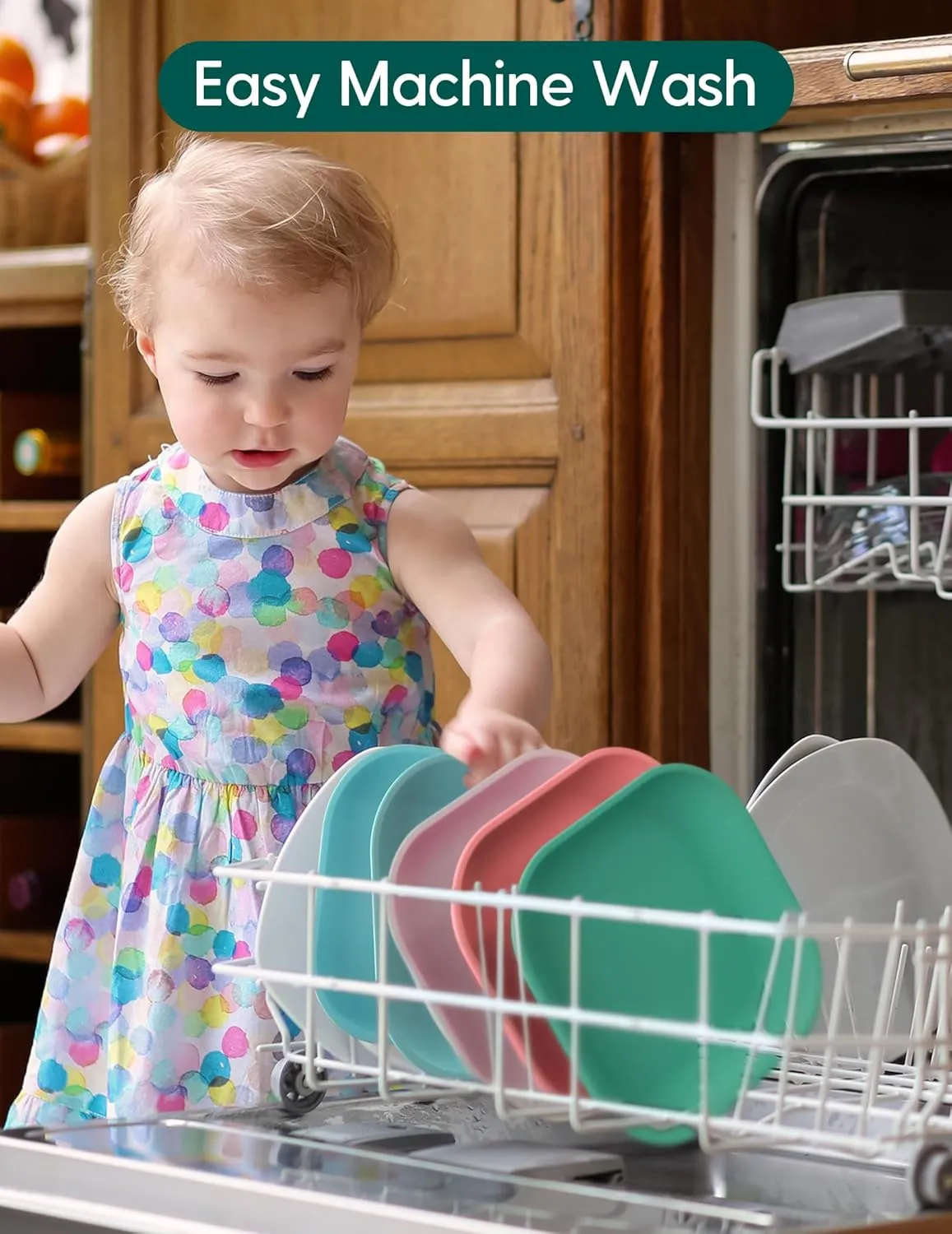 BABELIO Silicone Toddler Plates, 2 Pack Undivided Baby Self Feeding Utensils, BPA Free, Microwave, Oven and Dishwasher Safe (Azure)