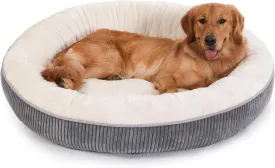 Bedfolks Donut Calming Dog Bed, 36 Inch Round Washable Cuddler with Removable Cover (Dark Grey, Large)
