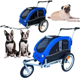 Booyah Medium Dog Stroller & Pet Bike Trailer with Suspension - Black