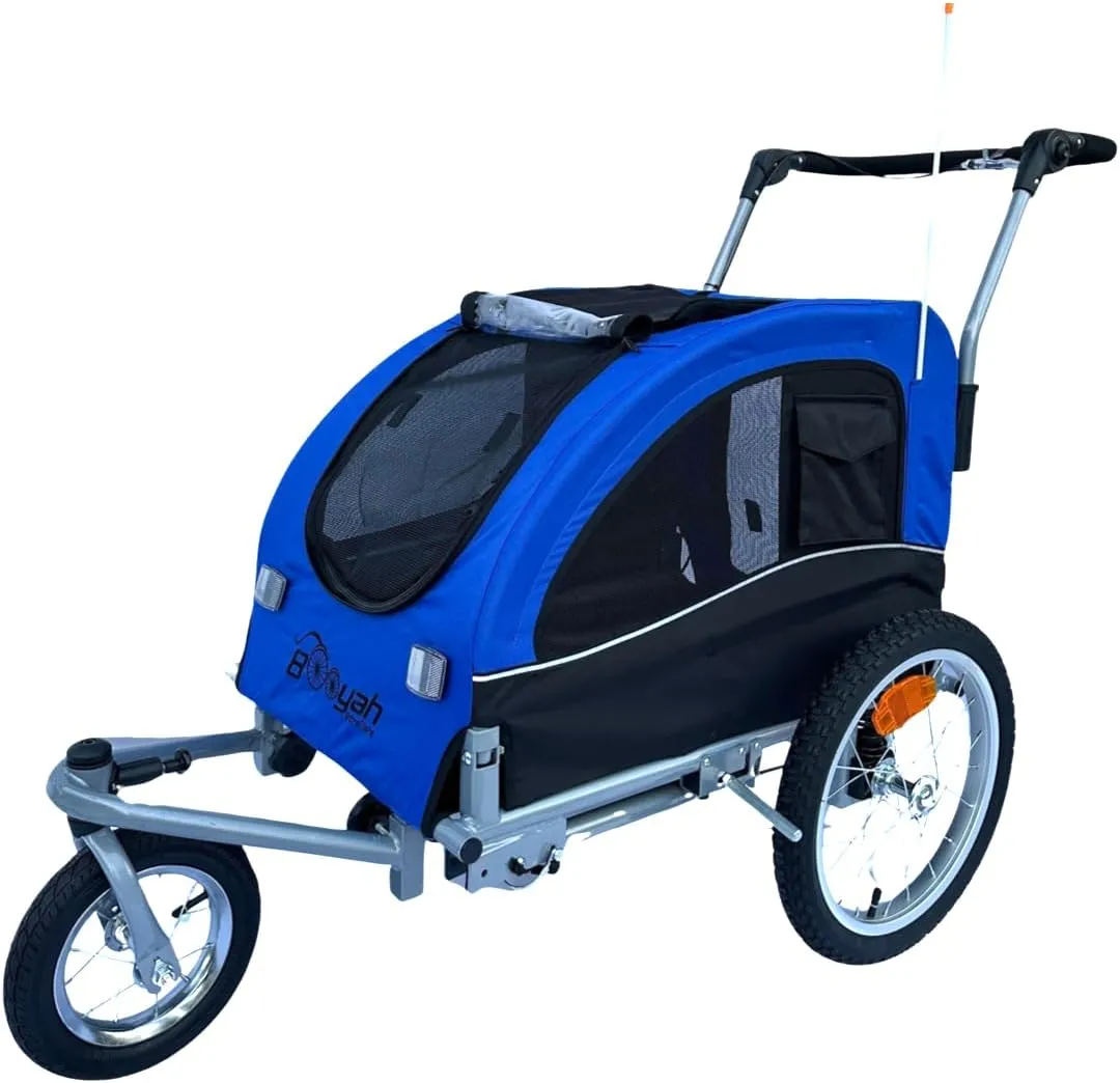 Booyah Medium Dog Stroller & Pet Bike Trailer with Suspension - Black