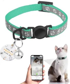 Cat Collar Breakaway with QR Code Name Tag, Reflective Kitten Collars with Bell, Cat ID Tag Personalized, Ultra-Durable, Adjustable, Quick Release, Fits Most Girl Boy Small Large Cats (8''-13.3'')