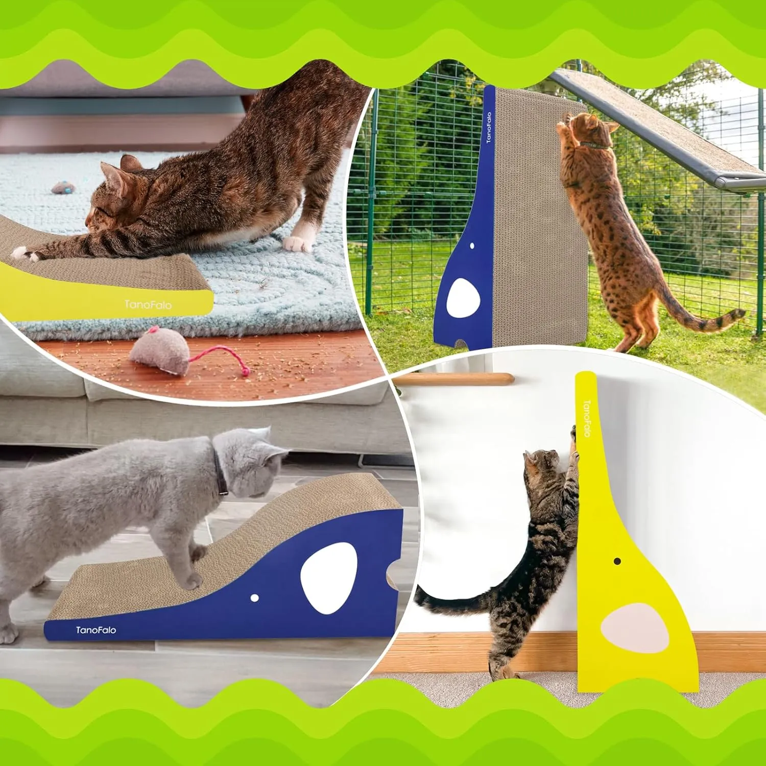 Cat Scratching Board Cat Scratcher Elephant Shape Cat Scratch Pad, TanoFalo Cardboard Cat Scratchers for Indoor Cats, High Strength Corrugated Cardboard, Reversible with Catnip (2 Pack)