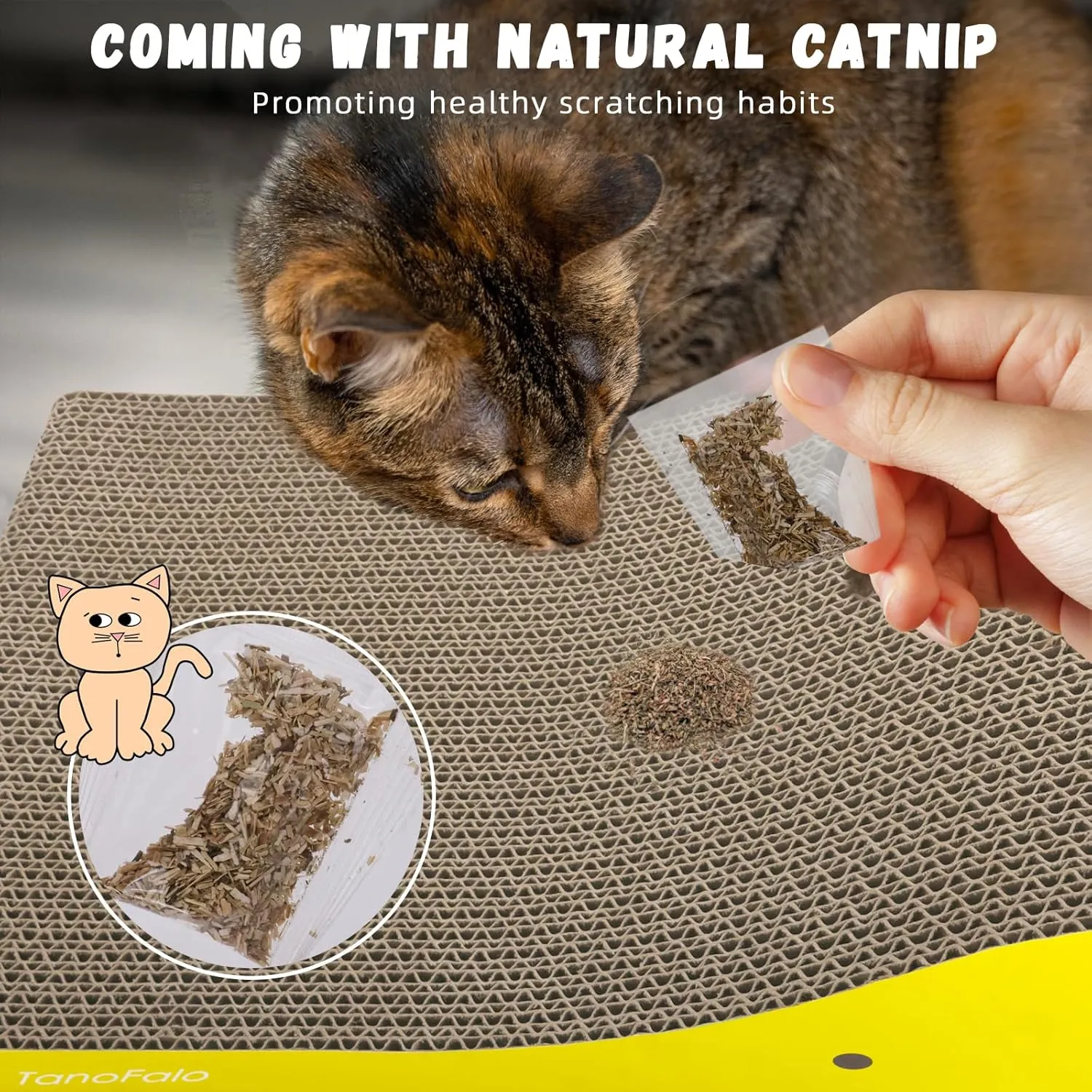 Cat Scratching Board Cat Scratcher Elephant Shape Cat Scratch Pad, TanoFalo Cardboard Cat Scratchers for Indoor Cats, High Strength Corrugated Cardboard, Reversible with Catnip (2 Pack)