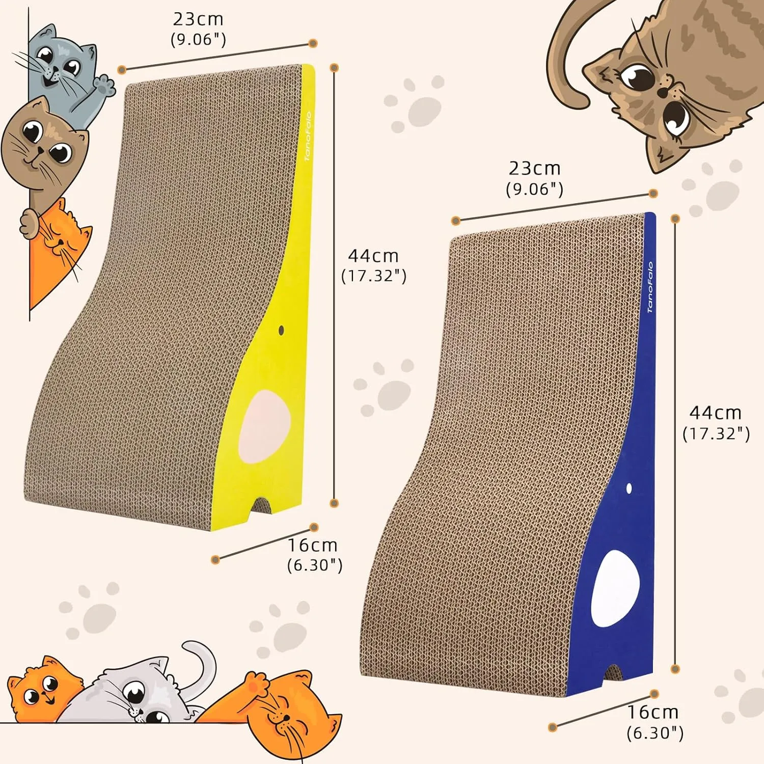 Cat Scratching Board Cat Scratcher Elephant Shape Cat Scratch Pad, TanoFalo Cardboard Cat Scratchers for Indoor Cats, High Strength Corrugated Cardboard, Reversible with Catnip (2 Pack)