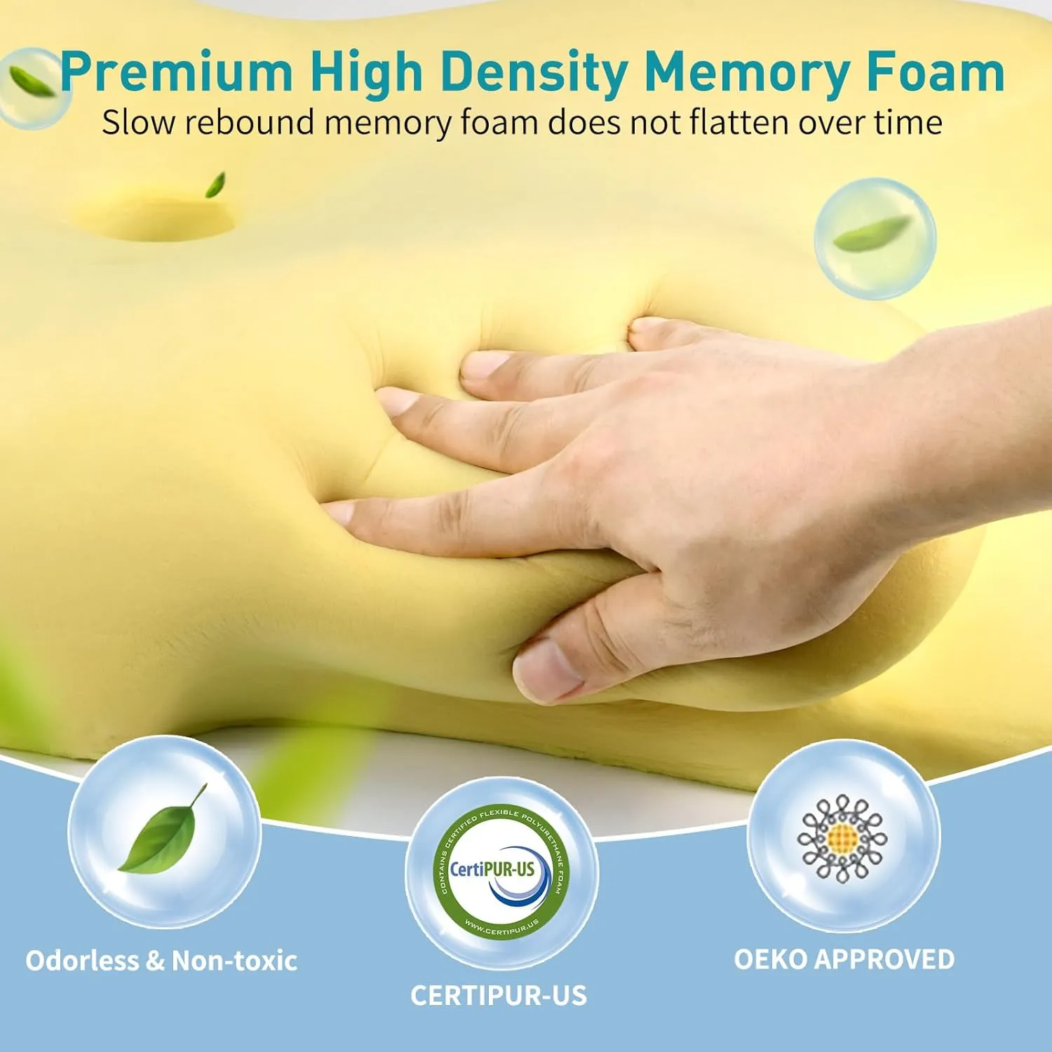 Cervical Pillow for Neck Pain Relief, Ergonomic Neck Pillow for Sleeping Contour Memory Foam Pillows with Cooling Pillowcase, Orthopedic Bed Pillow for Side Back Stomach Sleepers
