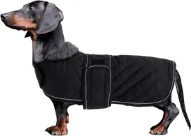 Dachshund Coat Dog Coats for Dachshunds Dachshund Winter Jacket with Padded Fleece Outdoor Dog Clothes with Adjustable Bands - Black - M