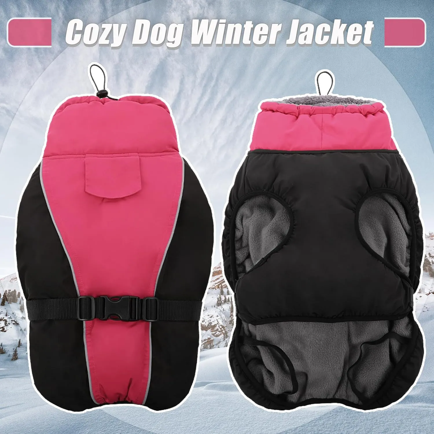 DENTRUN Warm Winter Coat Cold Weather Jacket Windproof Fleece Vest Reflective Outwear Waterproof Snowsuit Cozy Turtleneck Apparel for Small Dogs, S