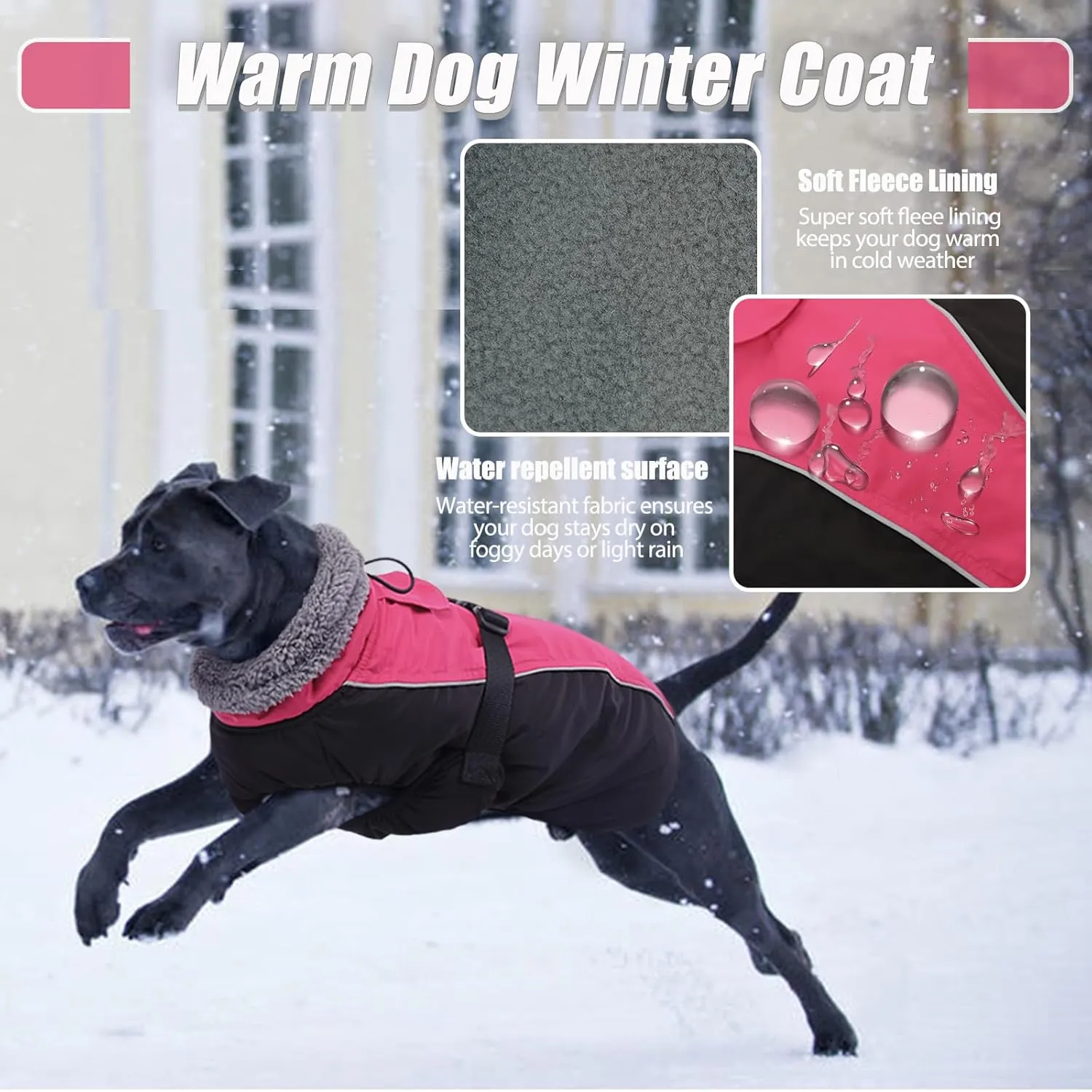 DENTRUN Warm Winter Coat Cold Weather Jacket Windproof Fleece Vest Reflective Outwear Waterproof Snowsuit Cozy Turtleneck Apparel for Small Dogs, S