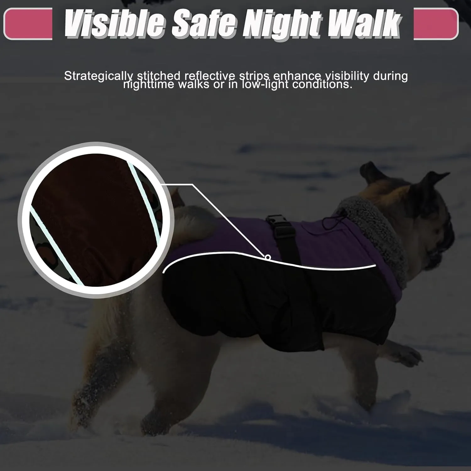 DENTRUN Warm Winter Coat Cold Weather Jacket Windproof Fleece Vest Reflective Outwear Waterproof Snowsuit Cozy Turtleneck Apparel for Small Dogs, S