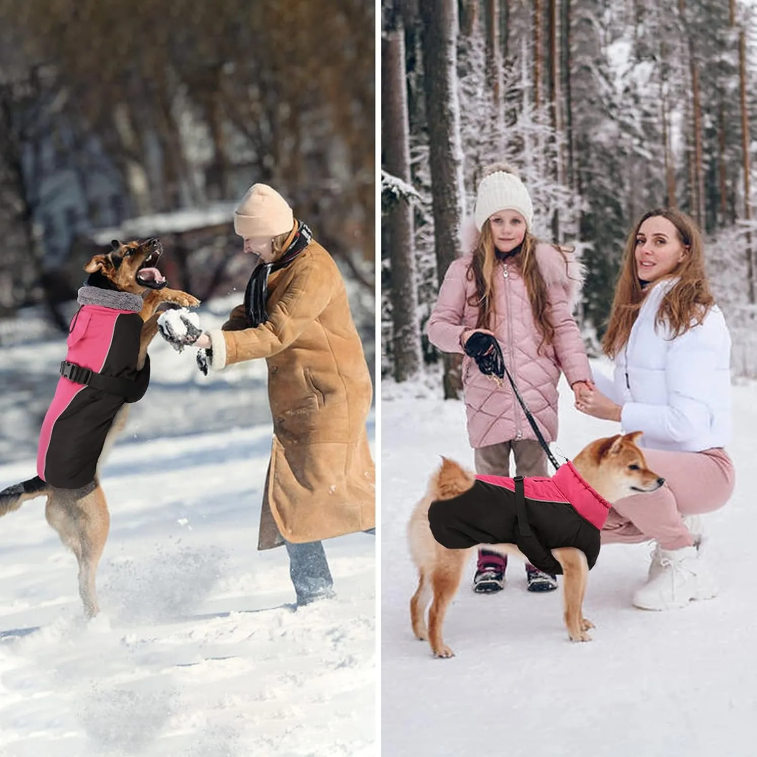 DENTRUN Warm Winter Coat Cold Weather Jacket Windproof Fleece Vest Reflective Outwear Waterproof Snowsuit Cozy Turtleneck Apparel for Small Dogs, S