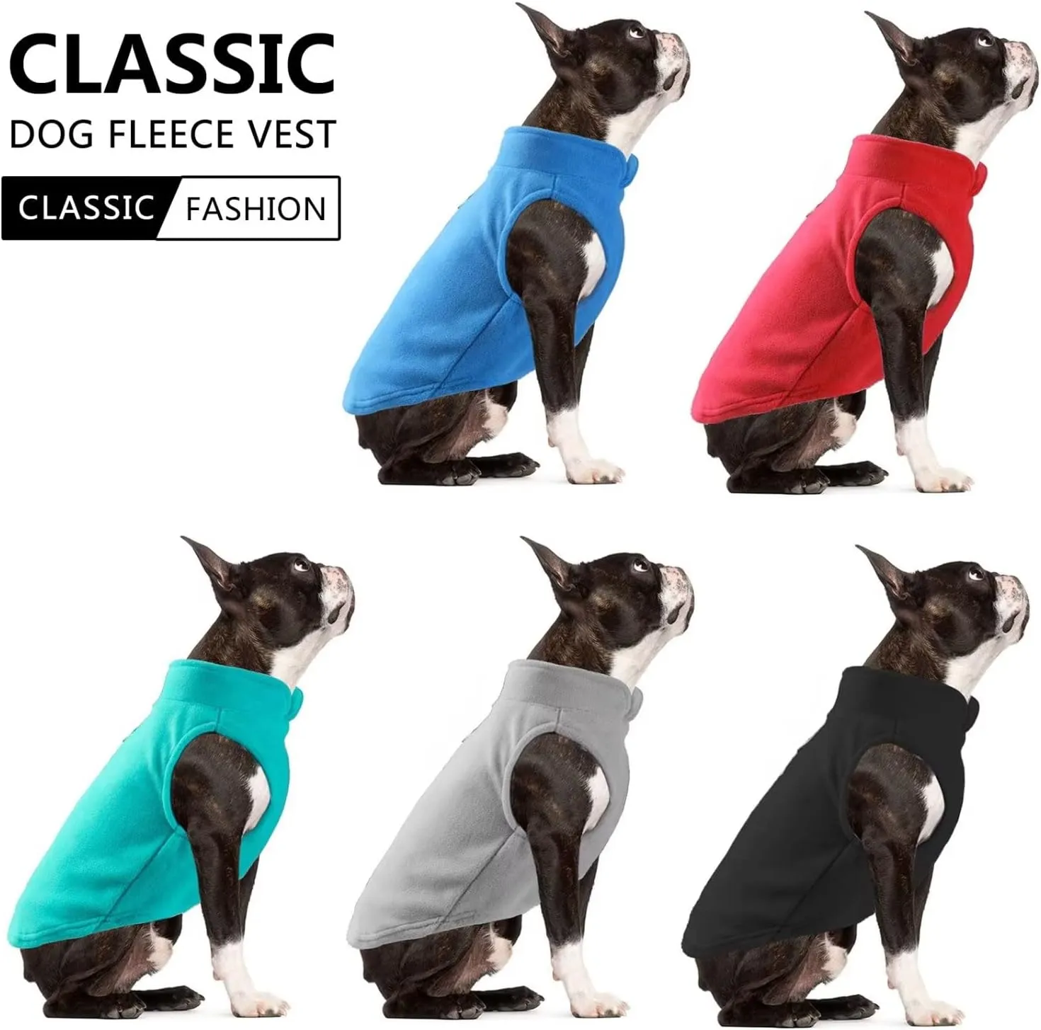 Dog Fleece Vest Jacket Pet Dogs Clothes Warm for Small Dogs Grey XL