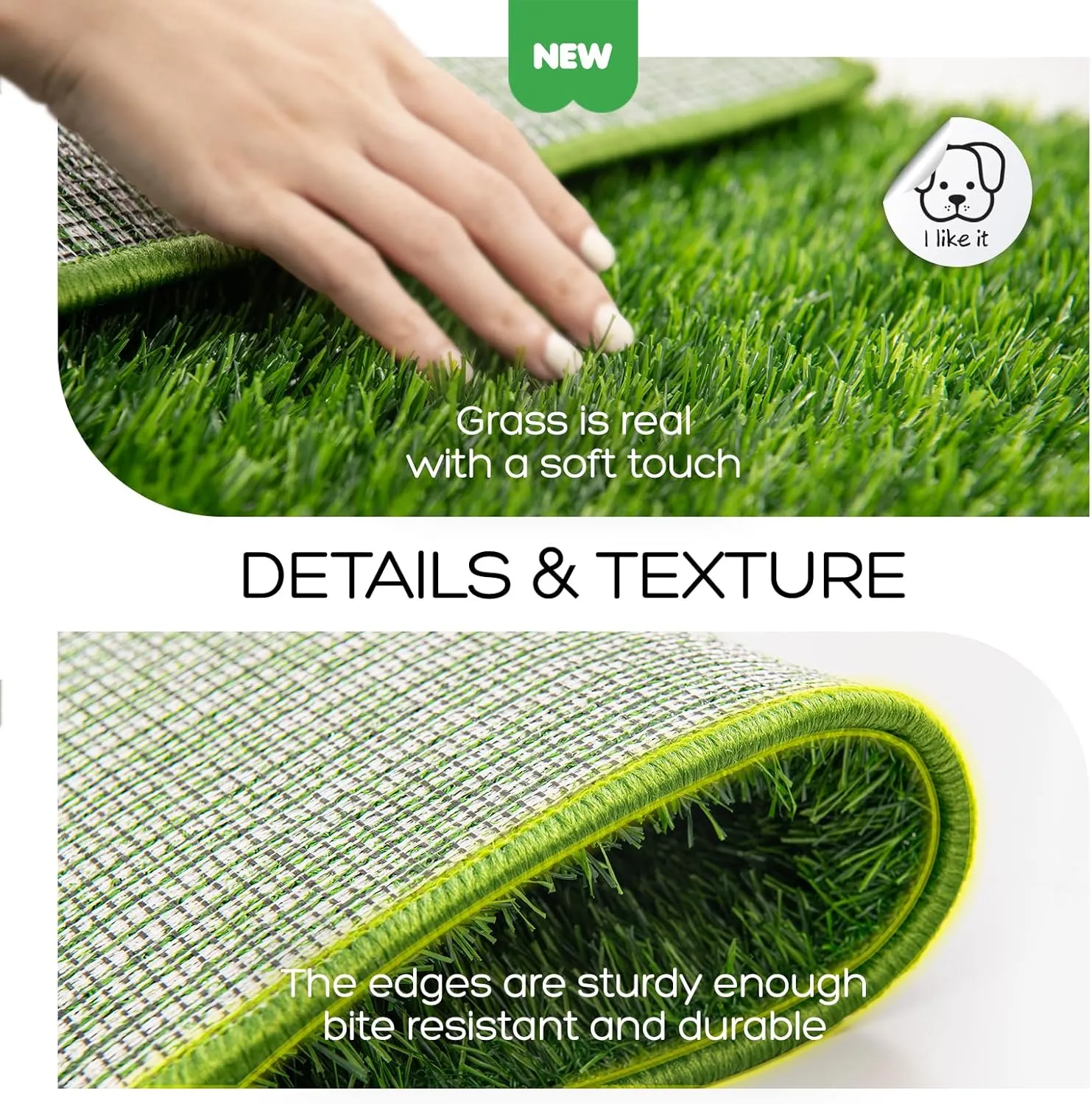 Dog Grass Pad with Tray, 2316in Small Litter Box, 2Grass Pad for Dogs Potty Washable, Thick Soft Odor-Free Hemmed Dog Pee Grass, Indoor Puppy Potty Training Balcony (Without Grid)
