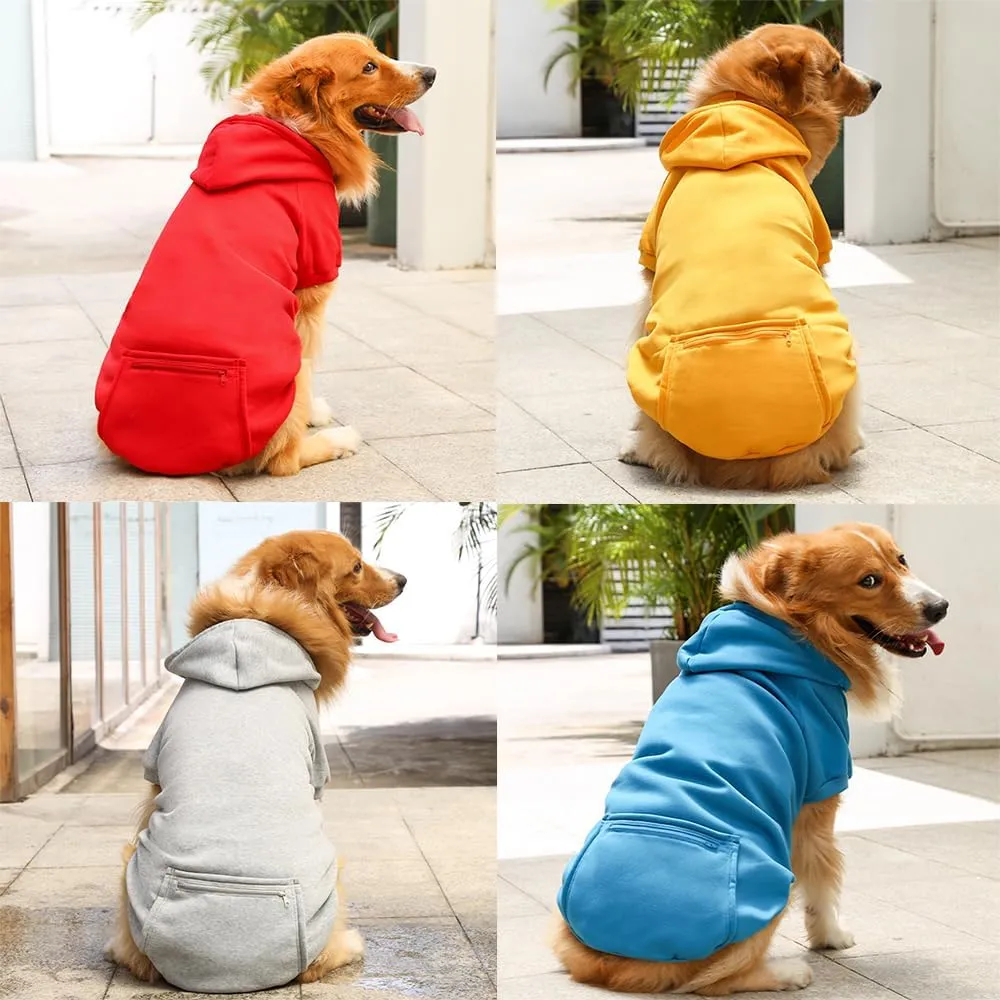 Dog Hoodie for Small Medium Large Dogs,Fleece Hoodie for Dogs with Zipper Pocket,Fall Winter Warm Cat Puppy Sweatshirts(Grey,3XL)