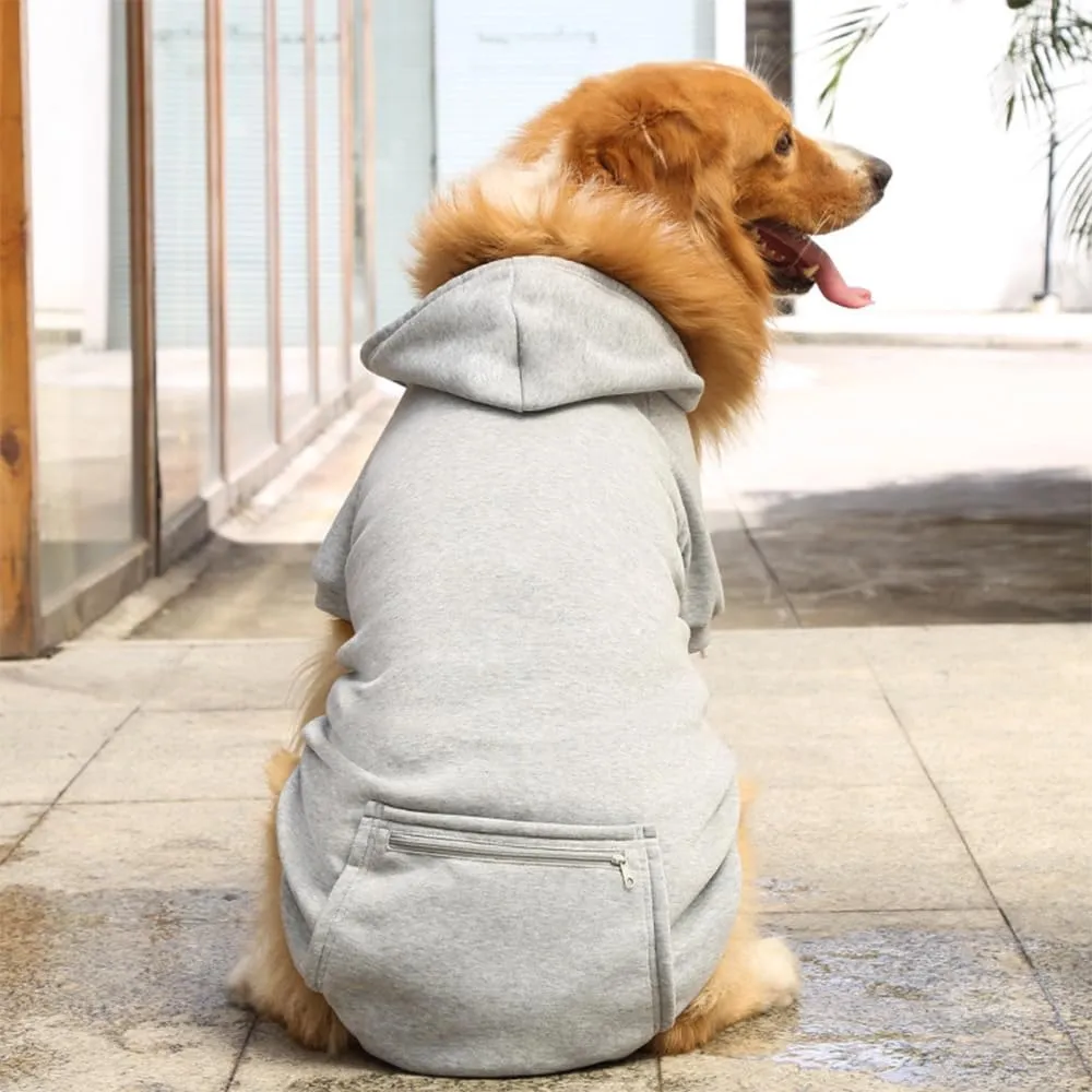 Dog Hoodie for Small Medium Large Dogs,Fleece Hoodie for Dogs with Zipper Pocket,Fall Winter Warm Cat Puppy Sweatshirts(Grey,3XL)