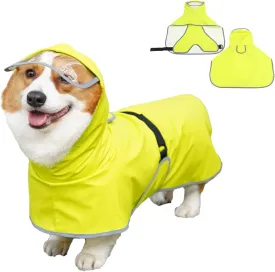 Dog Rain Jacket with Hood, Waterproof Dog Raincoat, Adjustable Belly Strap Protection, Lightweight Poncho (Small Plus, Light Green)
