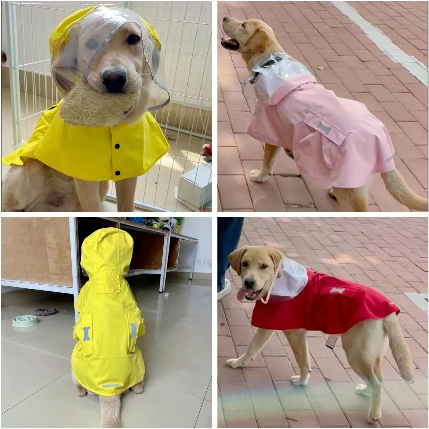 Dog Raincoat Waterproof Rain Poncho with Hoodie, High Reflective Adjustable Pet Rain Jacket with Leash Hole for Small Medium and Large Dogs (Blue, Small)