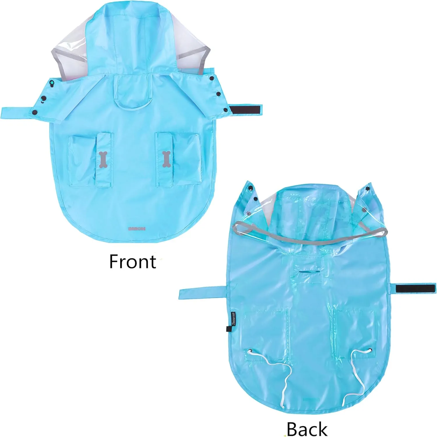 Dog Raincoat Waterproof Rain Poncho with Hoodie, High Reflective Adjustable Pet Rain Jacket with Leash Hole for Small Medium and Large Dogs (Blue, Small)