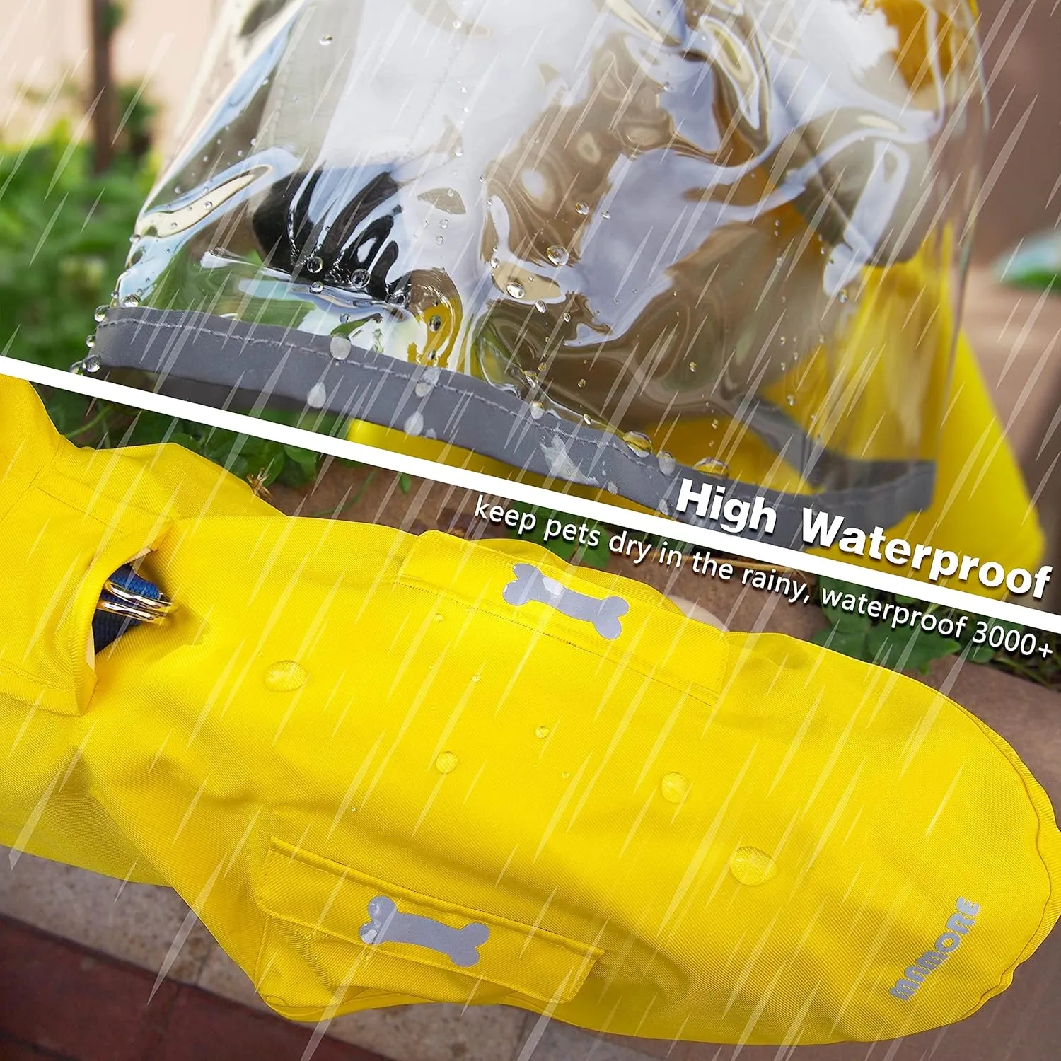 Dog Raincoat Waterproof Rain Poncho with Hoodie, High Reflective Adjustable Pet Rain Jacket with Leash Hole for Small Medium and Large Dogs (Blue, Small)