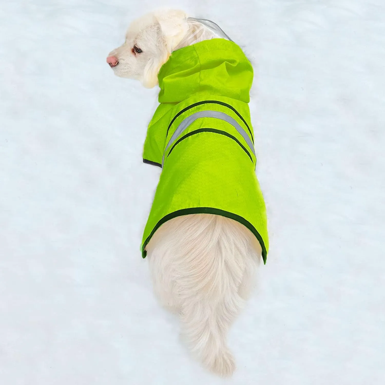Dog Raincoat Waterproof Reflective Slicker - Lightweight Breathable Hooded Poncho Rain Coat Jacket with Adjustable Belly Strap and Leash Hole for Small Medium Large Dogs (Small, Green)