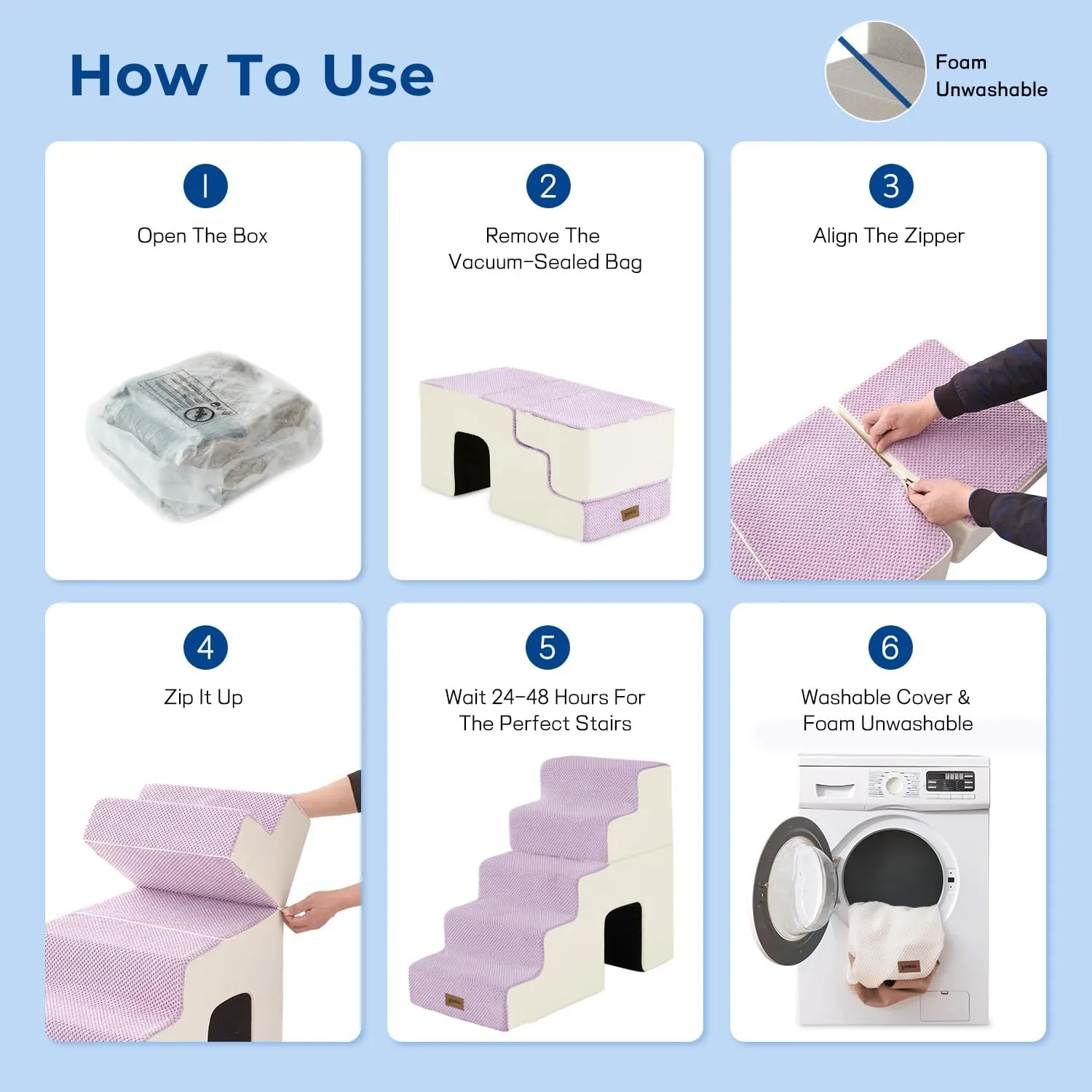Dog Steps for High Beds - 5 Step 23.8 Pet Stairs with Tunnel 2 in 1 with Zippers Suitable for Small Dogs and Cats, Indoor Cat Ladders with Non-Slip Bottom, Beige