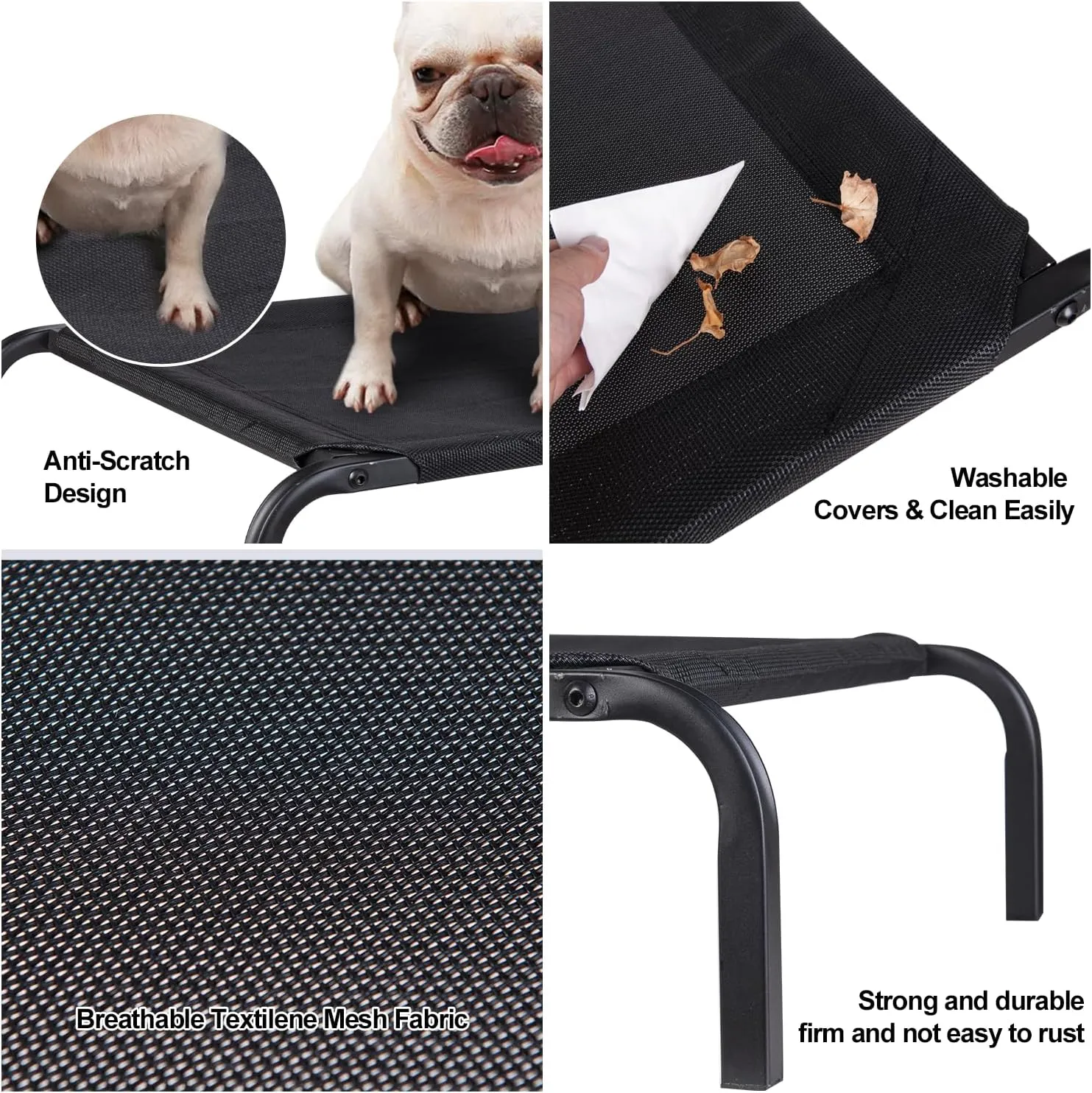 Elevated Outdoor Dog Bed, Dog Cot Bed Waterproof, Portable Indoor & Outdoor Pet Hammock Bed, Frame with Washable, Breathable, Durable Teslin Mesh (Medium)