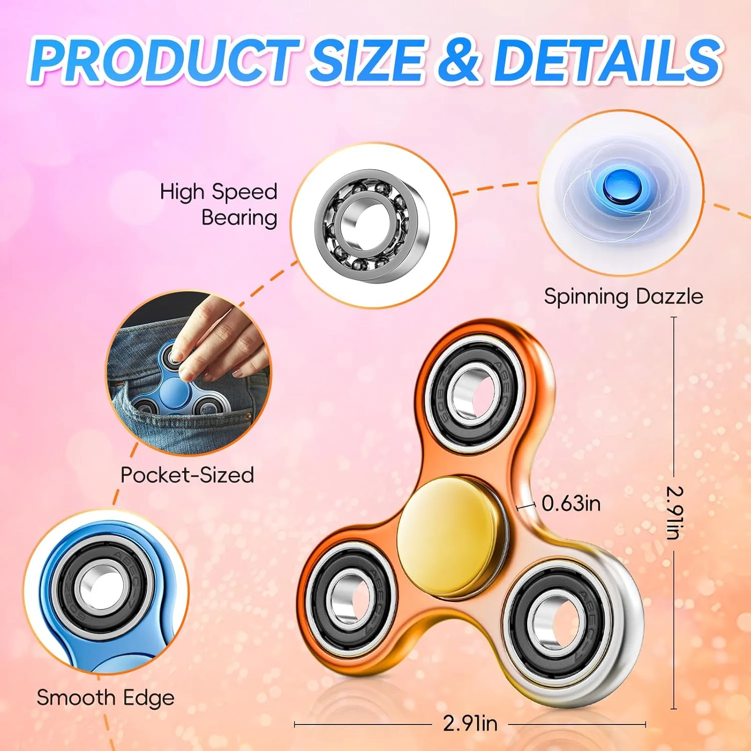 Fidget Spinner 2 Pack for Adults, Sensory Fidget Spinners for Kids 8-12 with ADHD Autism, Anxiety Stress Relief Fidget Toys Adults,Birthday Party Favors Gifts Classroom Prize for Kids