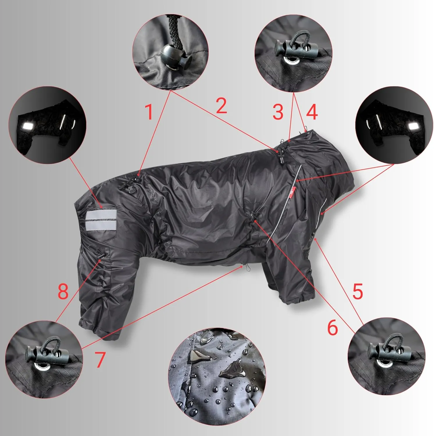 Full Body Dog Raincoat Adjustable Lightweight Windproof Waterproof Overalls for Large Medium Dogs, Your Stylish Hunter, 2XS