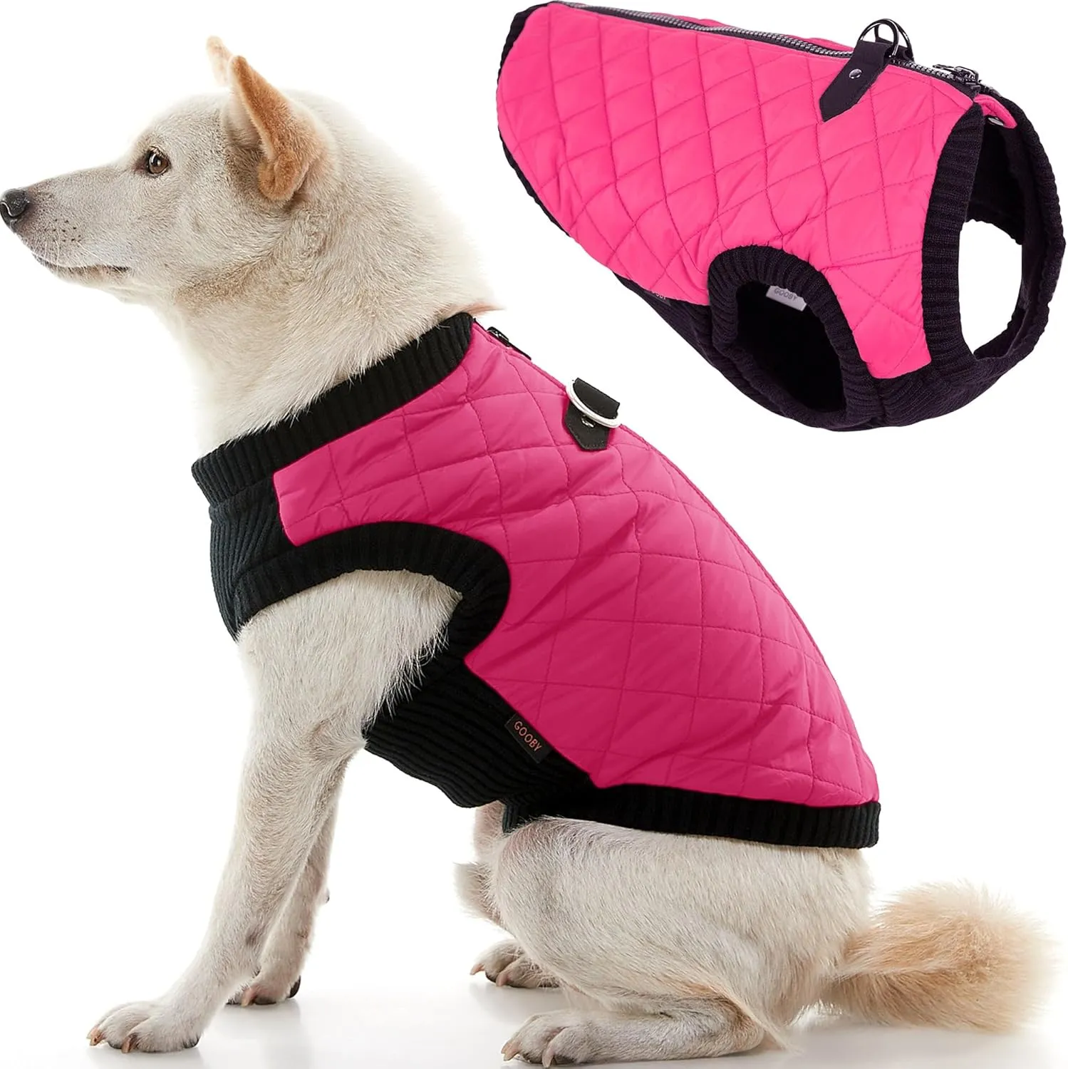 Gooby - Fashion Vest, Small Dog Sweater Bomber Jacket Coat with Stretchable Chest, Pink, Medium