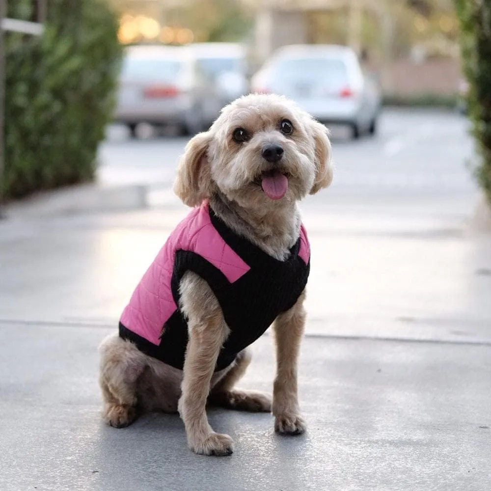 Gooby - Fashion Vest, Small Dog Sweater Bomber Jacket Coat with Stretchable Chest, Pink, Medium