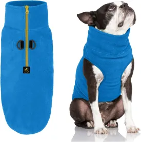 Gooby Half Zip Up Fleece Vest - Soft, Warm Pullover Dog Jacket with Dual D Ring Leash - Winter Small & Medium Dog Sweater - Blue, Large
