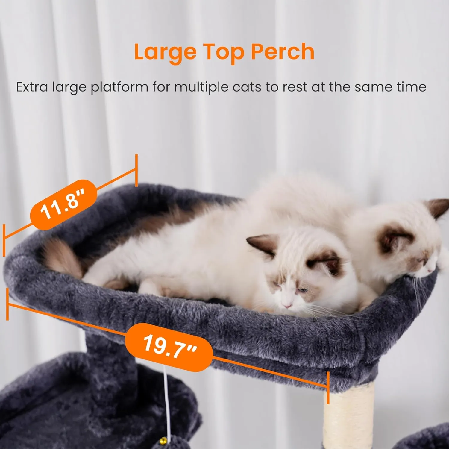 Heybly Tall Cat Tree,78 inch Multi-Level Cat Tower for Indoor Cats,2 Widened Plush Perches Cat Condo with Scratching Board and Big Caves,Smoky Gray HCT033G
