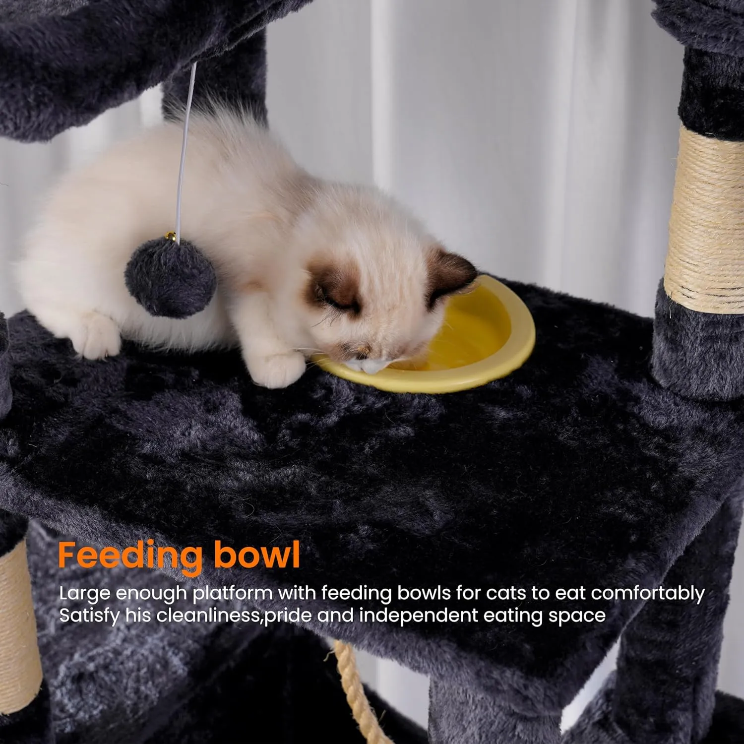 Heybly Tall Cat Tree,78 inch Multi-Level Cat Tower for Indoor Cats,2 Widened Plush Perches Cat Condo with Scratching Board and Big Caves,Smoky Gray HCT033G