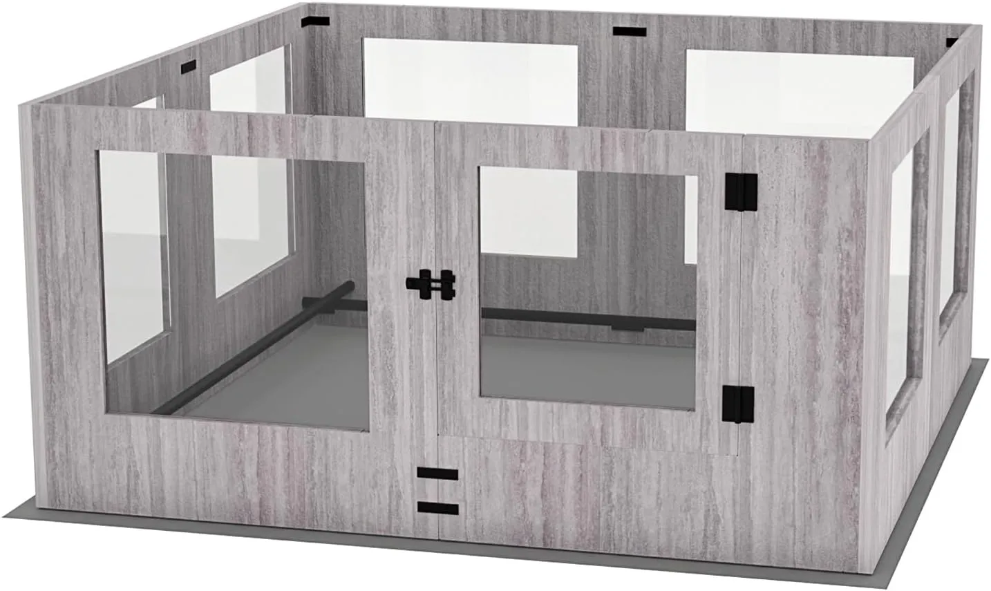 Large Dog Whelping Box Playpen: Indoor Pet Giving Birth Box Cage with Safety Rail and Waterproof Fertility Pad - 24 Tall Wooden Puppy Exercise Play Pen with Clear Acrylic Window for Small Medium Dogs