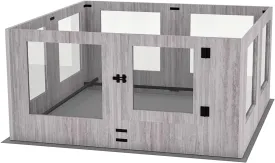 Large Dog Whelping Box Playpen: Indoor Pet Giving Birth Box Cage with Safety Rail and Waterproof Fertility Pad - 24 Tall Wooden Puppy Exercise Play Pen with Clear Acrylic Window for Small Medium Dogs