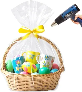 LazyMe Easter Basket Cellophane Shrink Bags, 24x30 inch, Shrink Wrap Bags Large, Clear (20 Pcs)