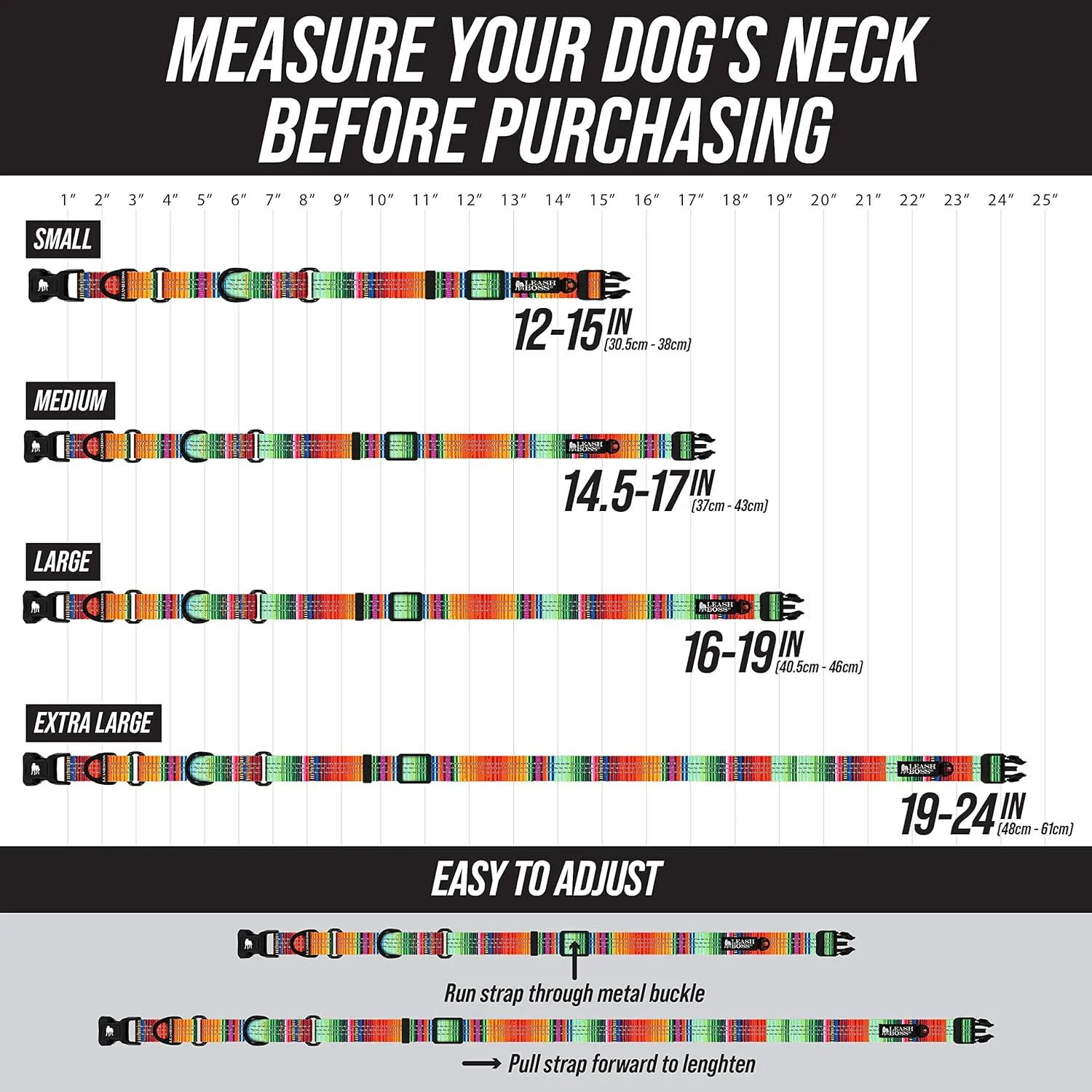 Leash Boss Martingale Collar for Dogs | Reflective Nylon Dog Collar for Large Dogs, Medium and Small Dogs | No Pull Pet Training Collar | Quick Release Buckle, Adjustable Pet Collar