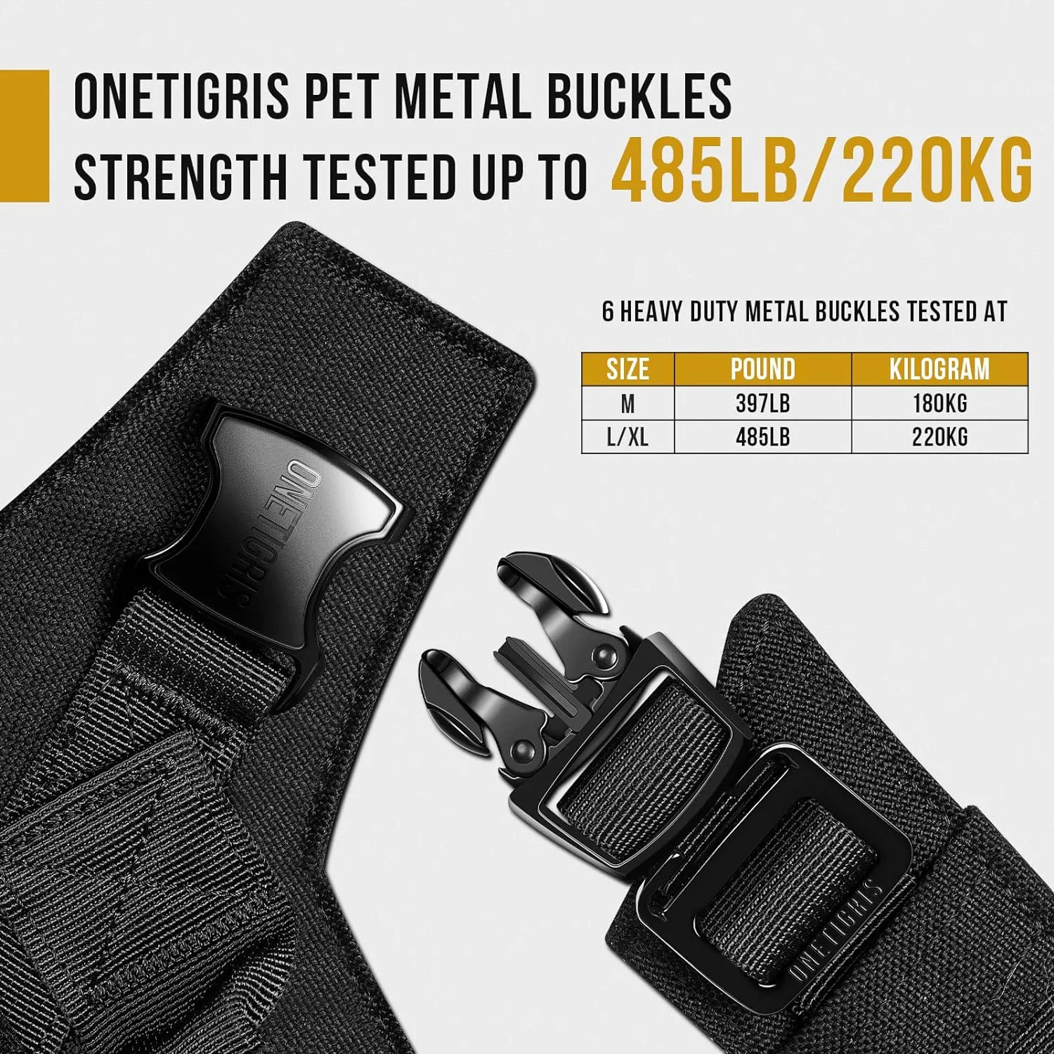 OneTigris X-Armor Tactical Dog Harness MOLLE Vest with Metal Buckles, No-Pull No-Escape No-Slippage Design for Medium, Large & Size XL Dogs -Black M