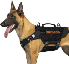 OneTigris X-Armor Tactical Dog Harness MOLLE Vest with Metal Buckles, No-Pull No-Escape No-Slippage Design for Medium, Large & Size XL Dogs -Black M
