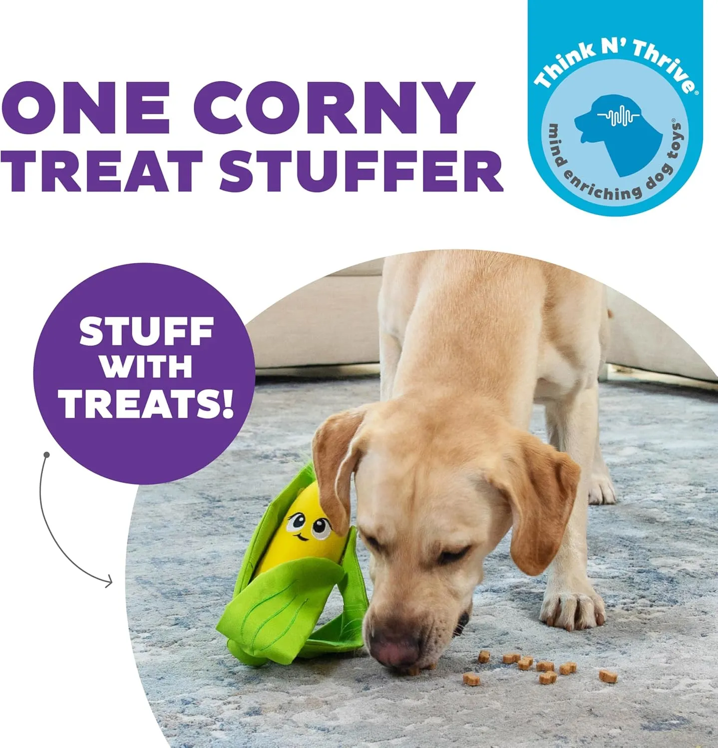 Outward Hound by Nina Ottosson Hide N' Find Interactive Plush Dog Puzzle, Durable Dog Toy, Plush Enrichment Toys, Corn, Multicolored